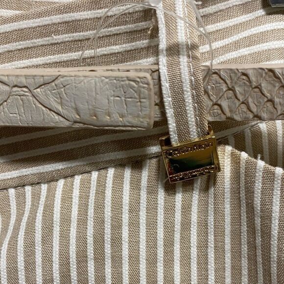 Calvin Klein NWT Tan Pinstripe Cropped Pants Size 12 with Belt - Picture 6 of 14